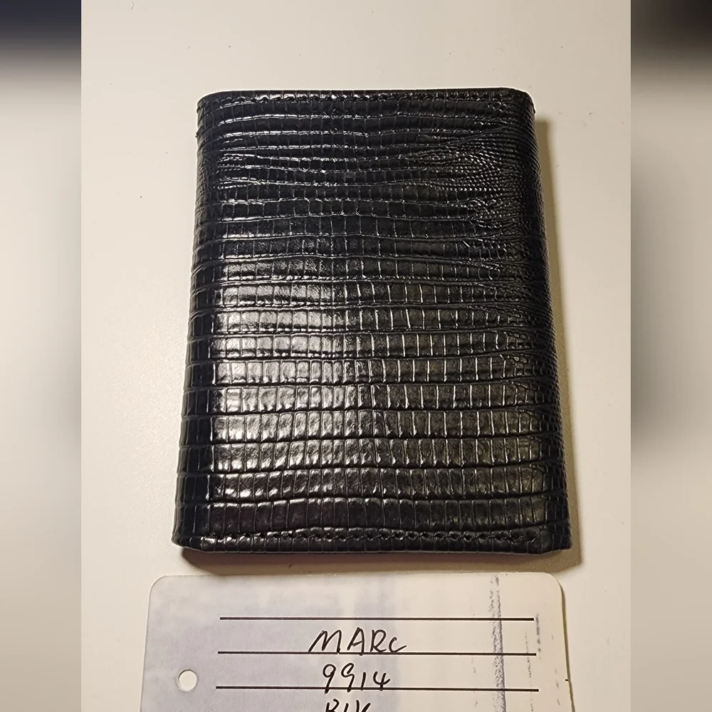 Men's 100% Lizard Shell Cordovan TriFold Wallet.  Black.